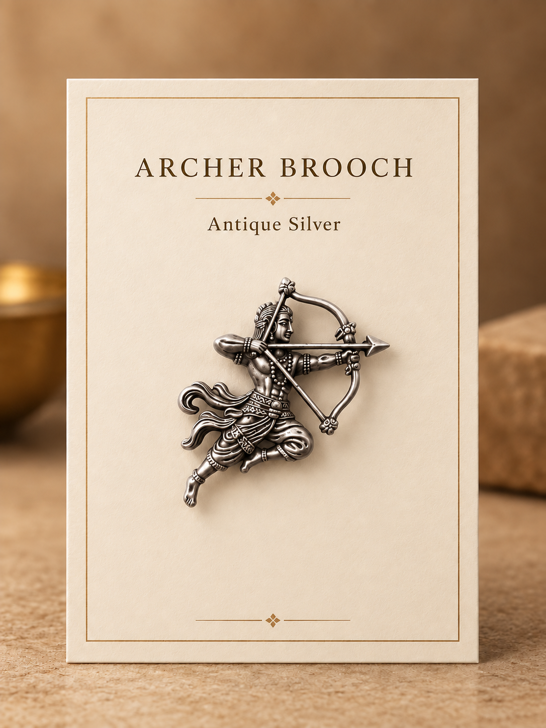 Antique Silver Plated Veer Shri Ram Dhanush Brooch