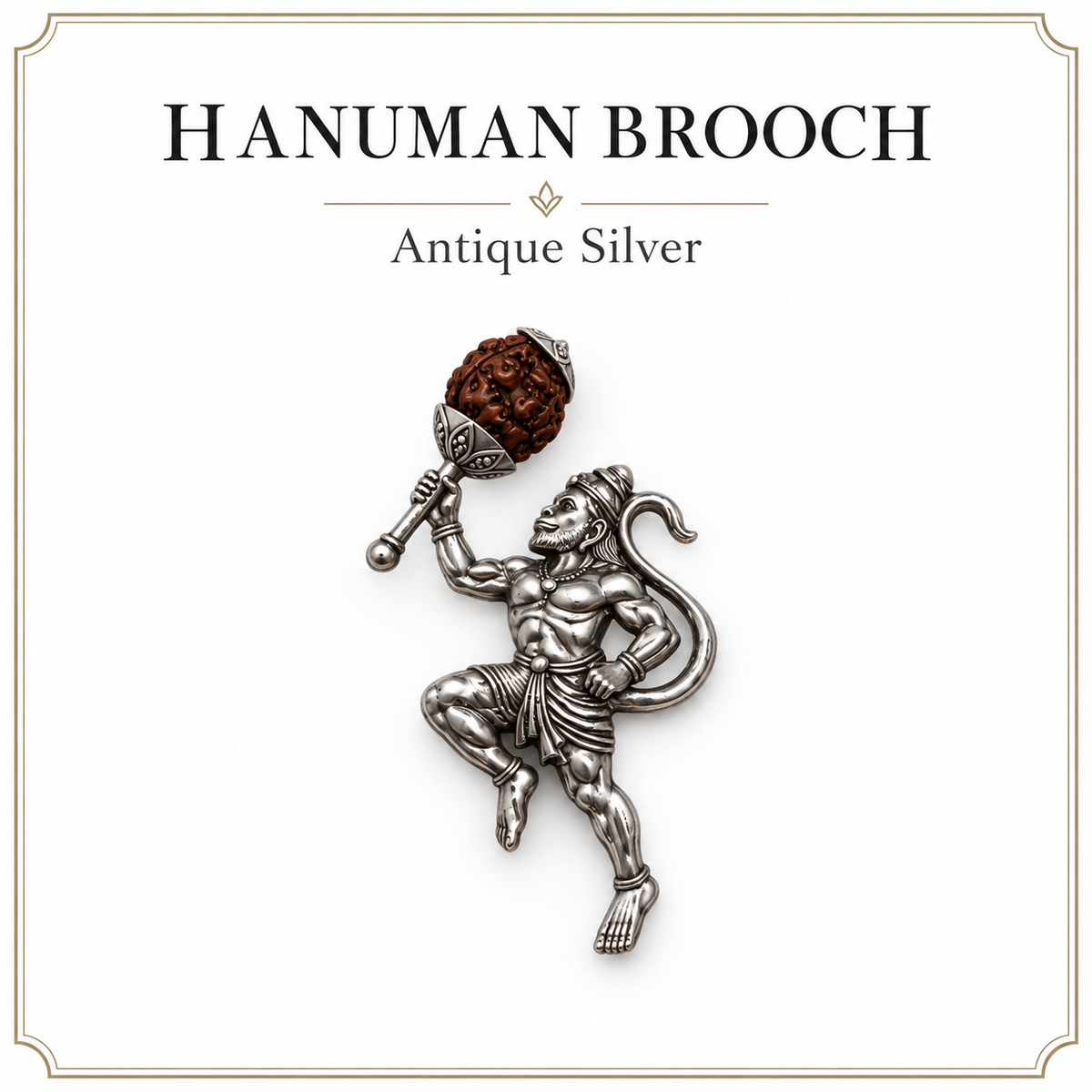 Antique Silver Hanuman Brooch