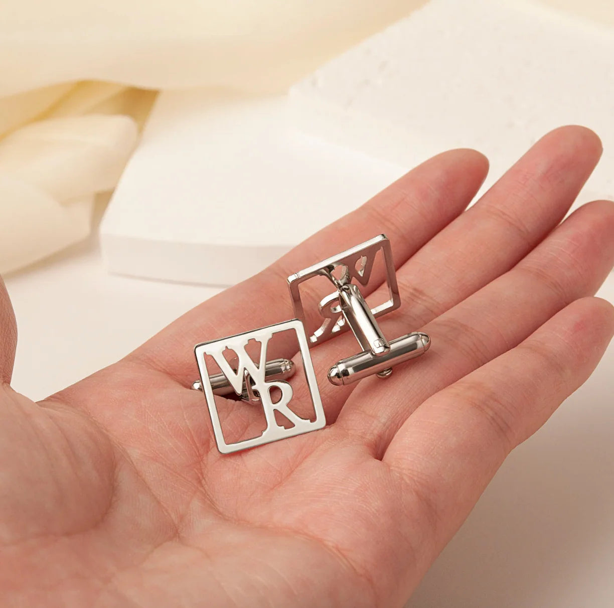 Engraved Initial Cufflinks for Groomsmen Gifts
