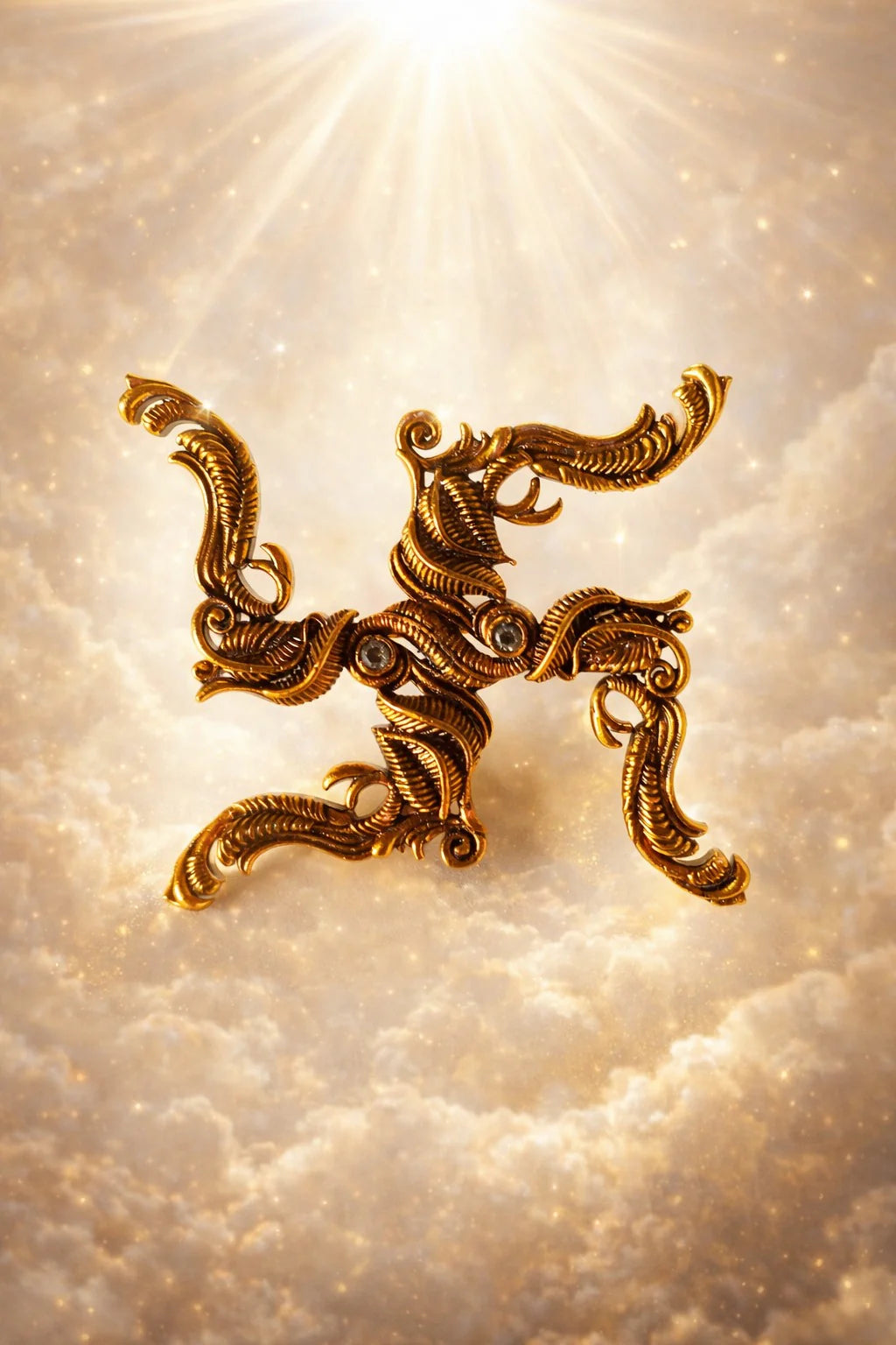 Leaf Pattern Swastik Brooch