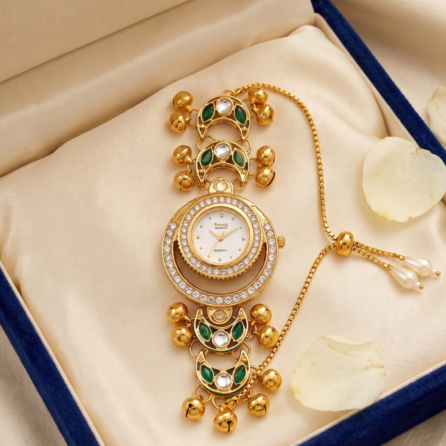 Ethnic Emerald Green Ghungroo Floating Halo Watch