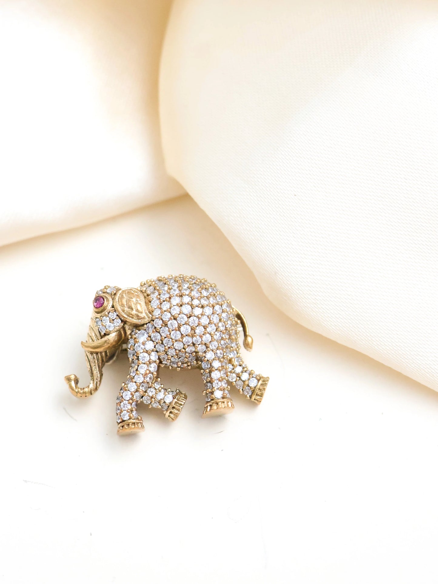 Elephant Polki Diamond Brooch Handcrafted Luxury