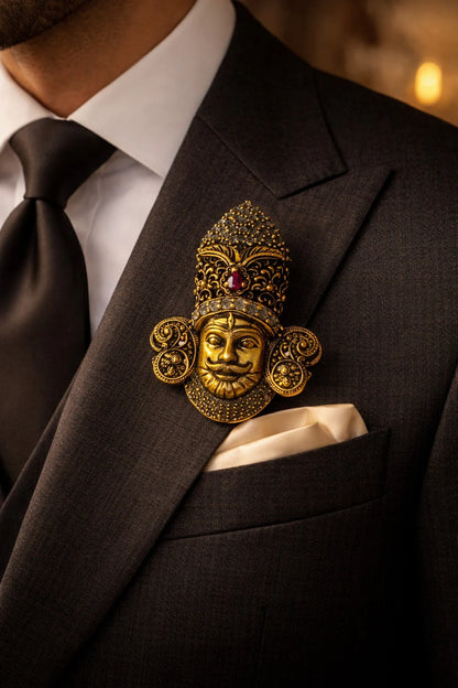 Antique Gold Khatu Shyam ji Brooch
