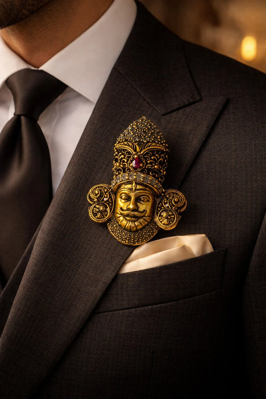 Antique Gold Khatu Shyam ji Brooch