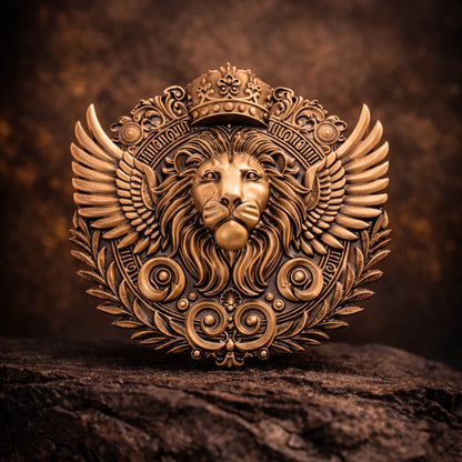 Regal Lion Crest Brooch