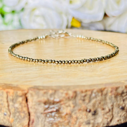 Natural Pyrite Anklet for Wealth, Confidence & Positive Energy | Money Stone Anklet