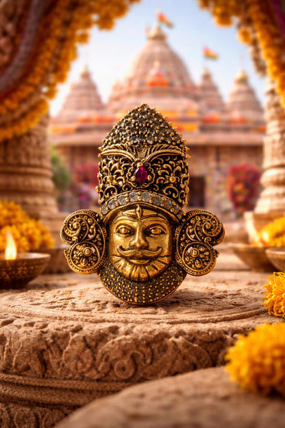 Antique Gold Khatu Shyam ji Brooch