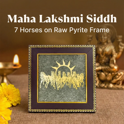 7 Horses on Raw Pyrite Frame Decorative Spiritual Piece