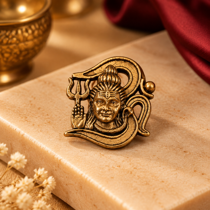 Adiyogi Shiva Gold Trishul Brass Brooch