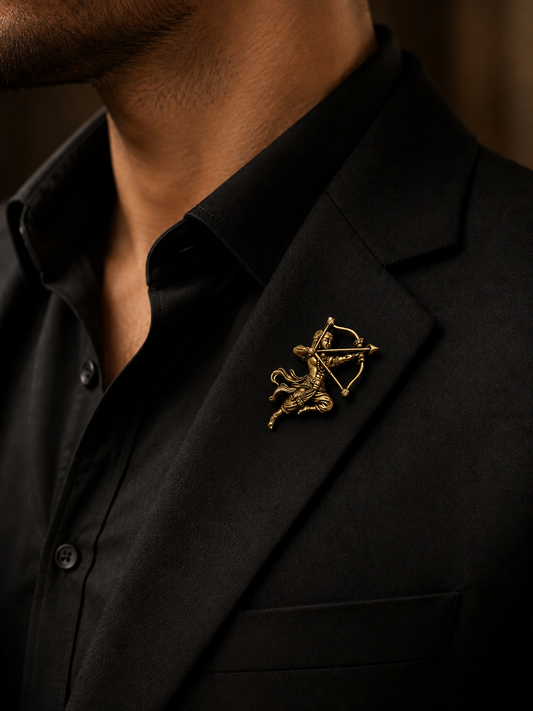 Antique Gold Veer Shri Ram Dhanush Brooch