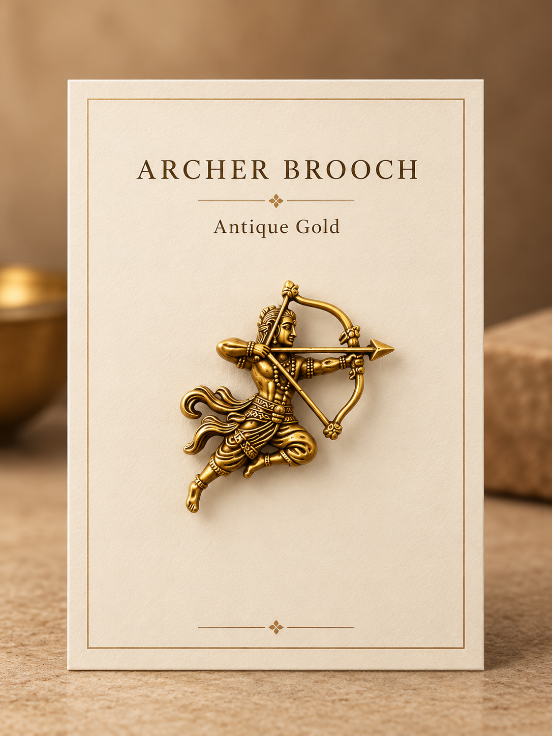 Antique Gold Veer Shri Ram Dhanush Brooch