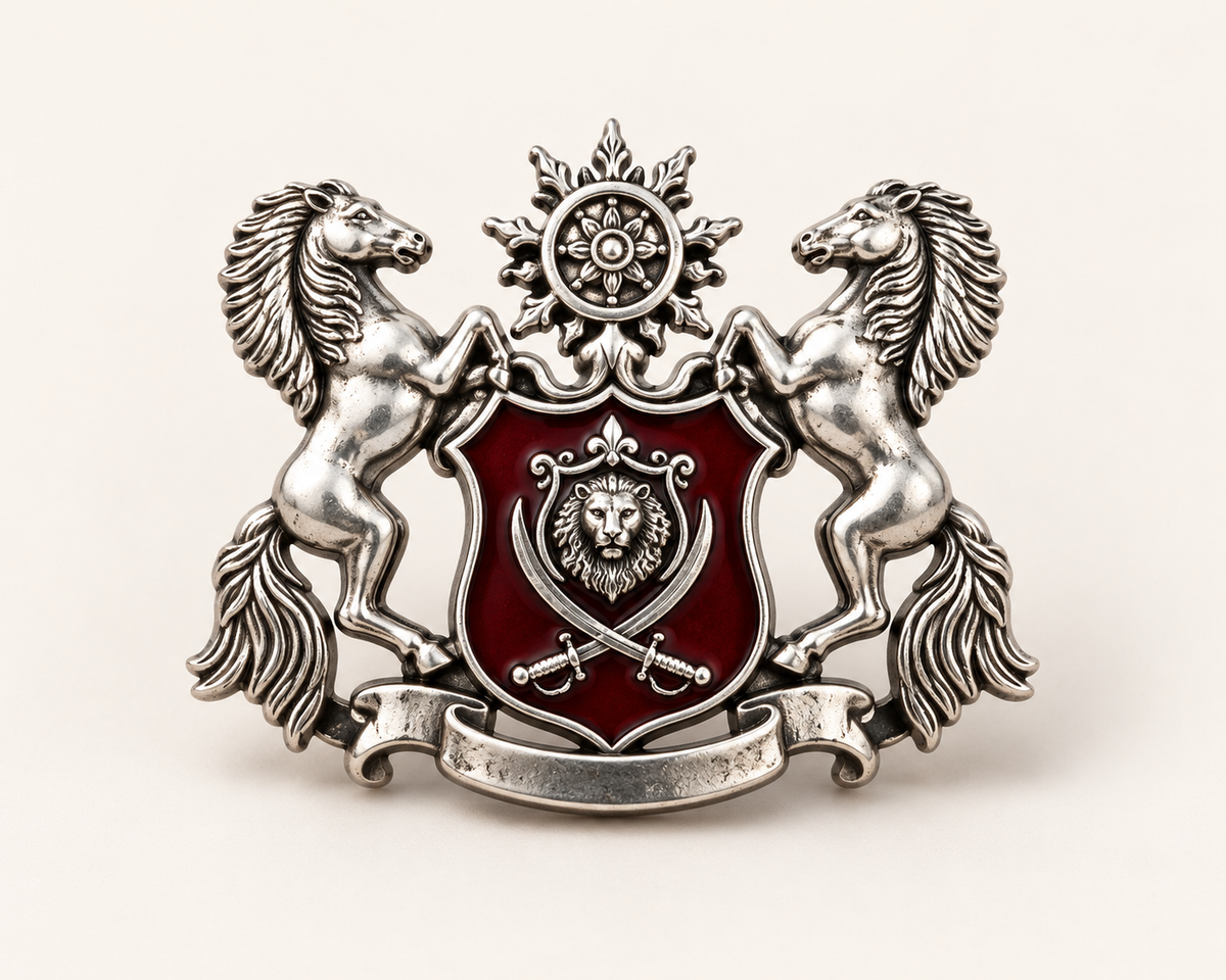 Horse Power SunLion Warrior Silver Plated Brooch