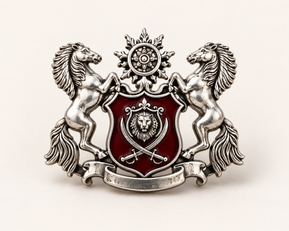 Horse Power SunLion Warrior Silver Plated Brooch