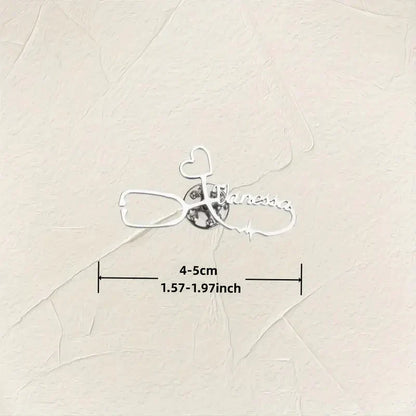 Custom Engraved Love Heart Stethoscope Brooch