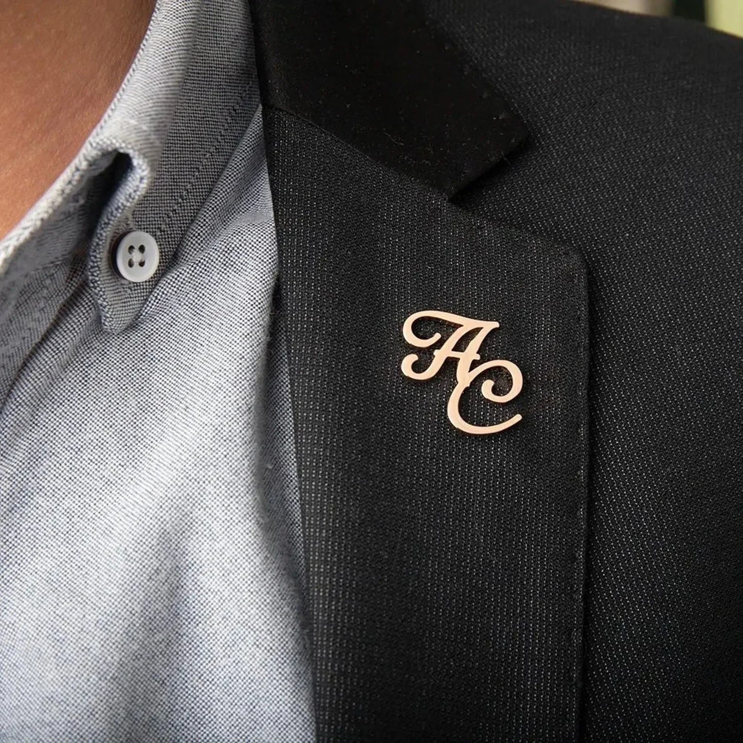 Custom Name Initials Brooch Pin For Men
