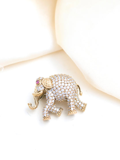 Elephant Polki Diamond Brooch Handcrafted Luxury