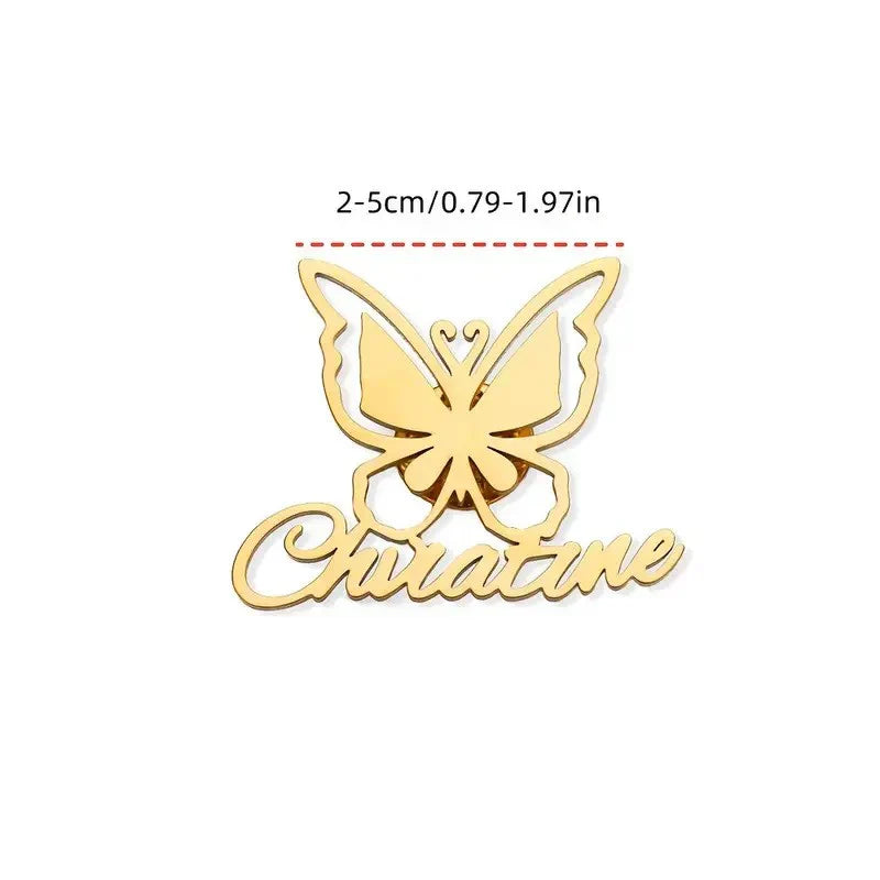 Elegant Custom Butterfly Brooch with English Name