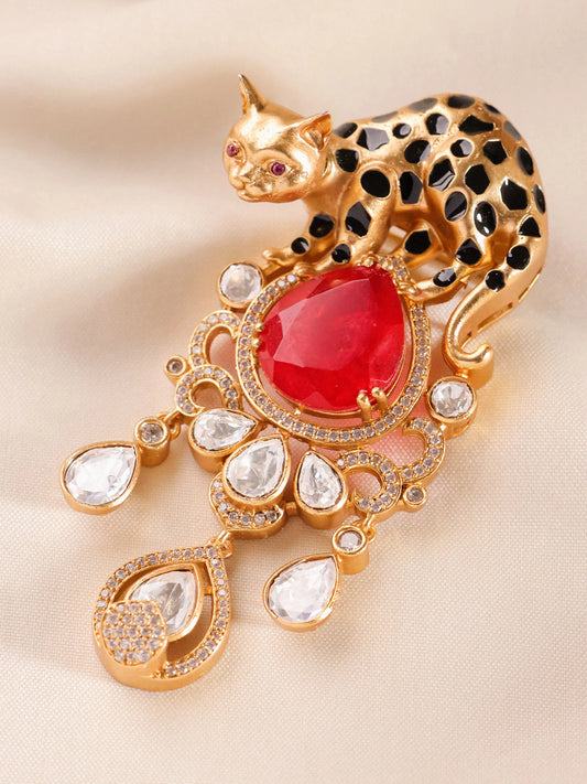 Panther Royale Gemstone Brooch Ruby Stone