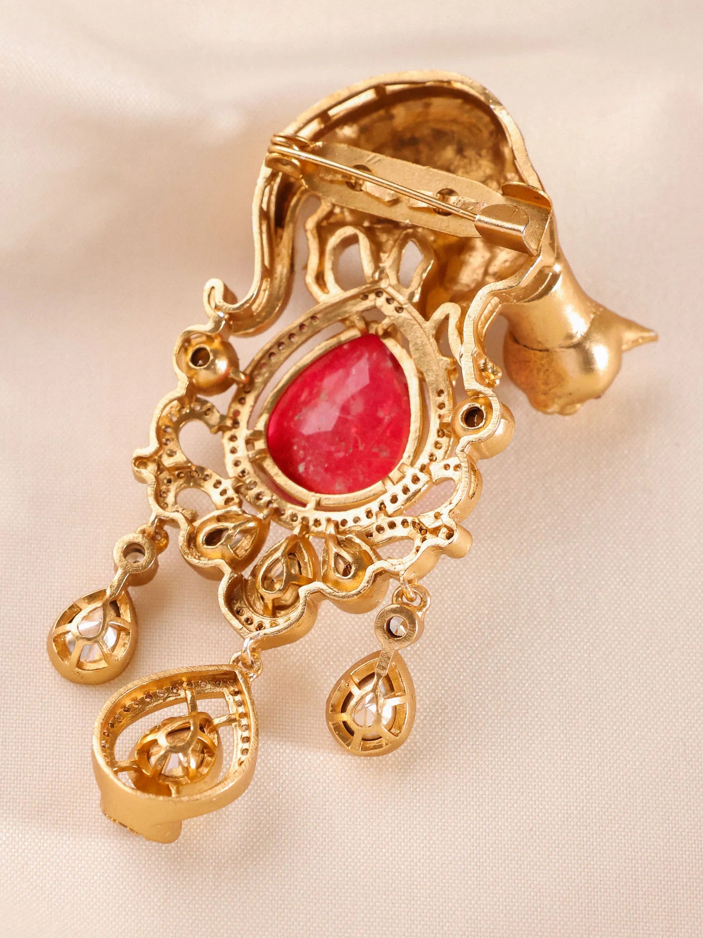 Panther Royale Gemstone Brooch Ruby Stone