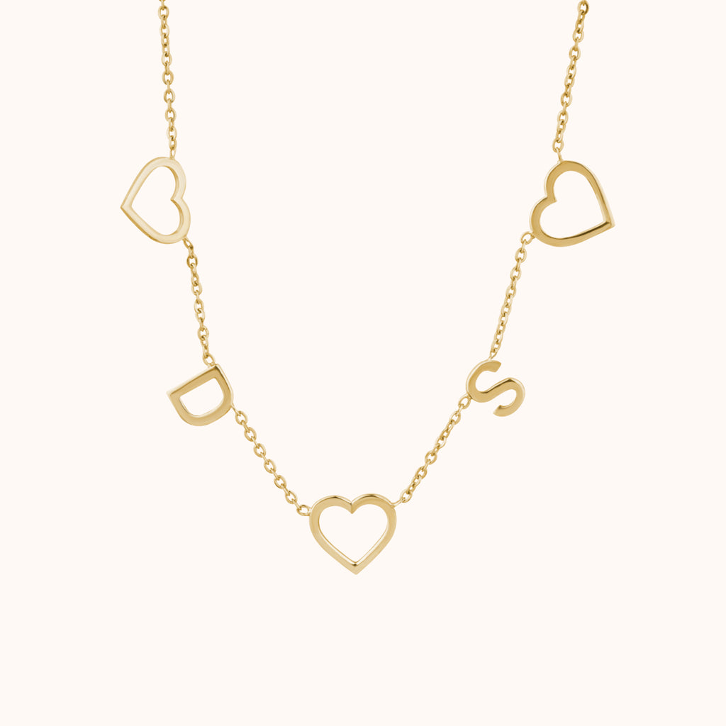 Personalized Heart Charm Pendant Necklace in 18K Gold Vermei