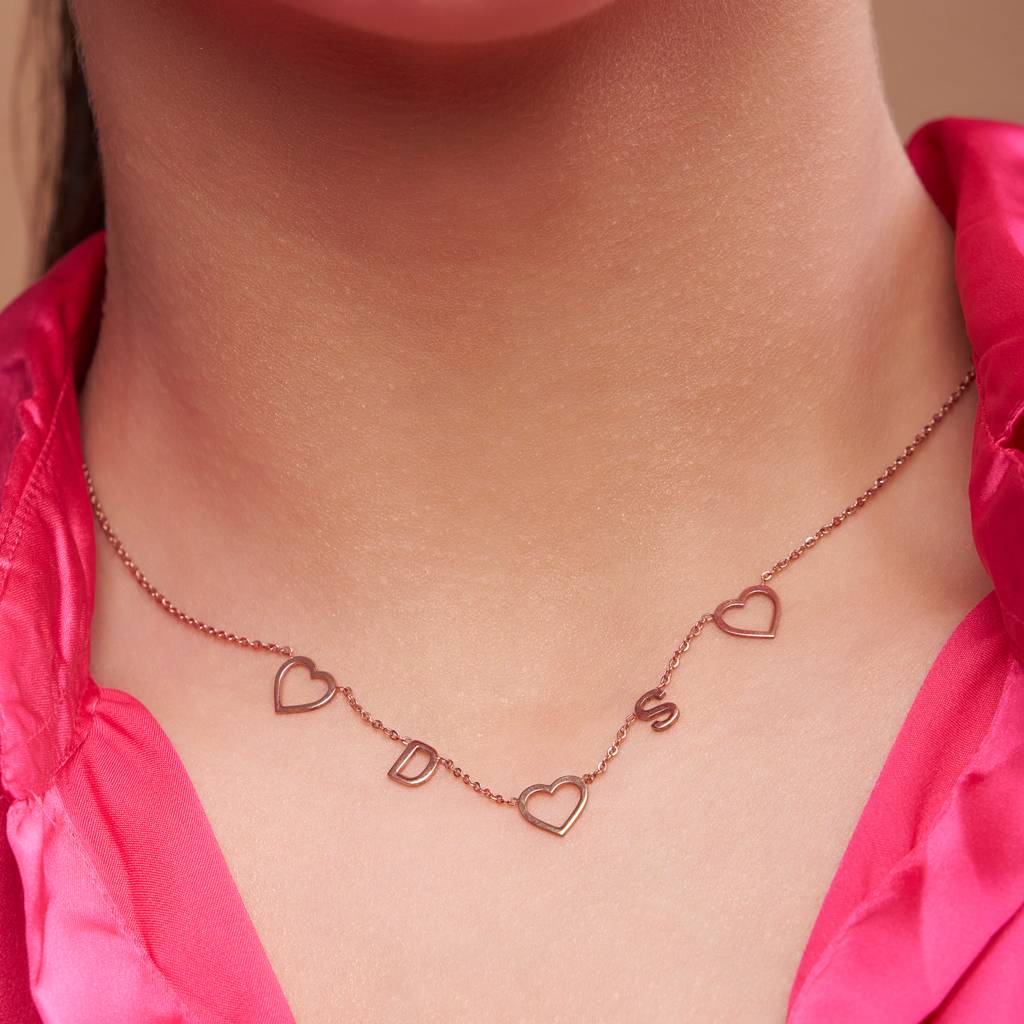 Personalized Heart Charm Pendant Necklace in 18K Gold Vermei