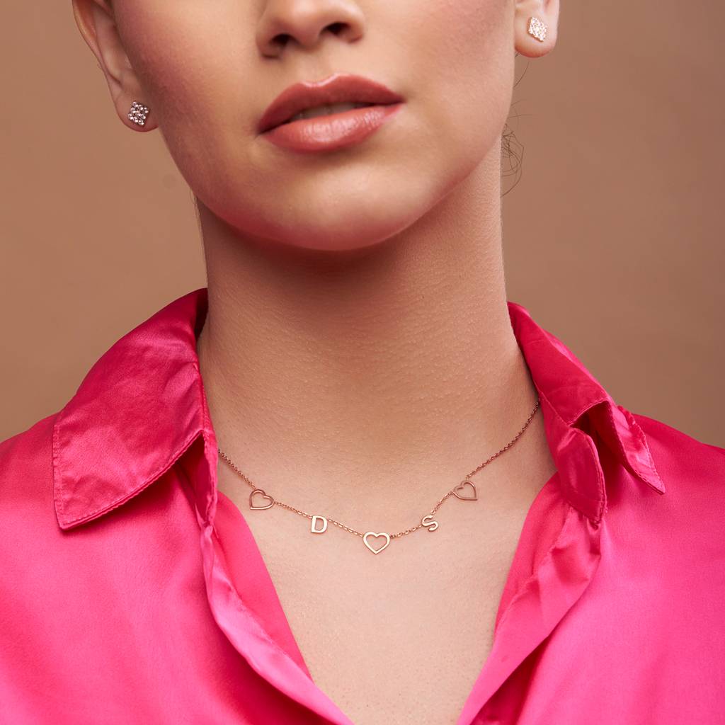 Personalized Heart Charm Pendant Necklace in 18K Gold Vermei