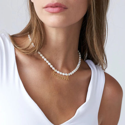 Natural Pearl Personalized Chiara Name Necklace