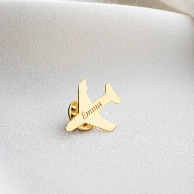 Personalized Name Pilot Jacket Lapel Brooch Pin