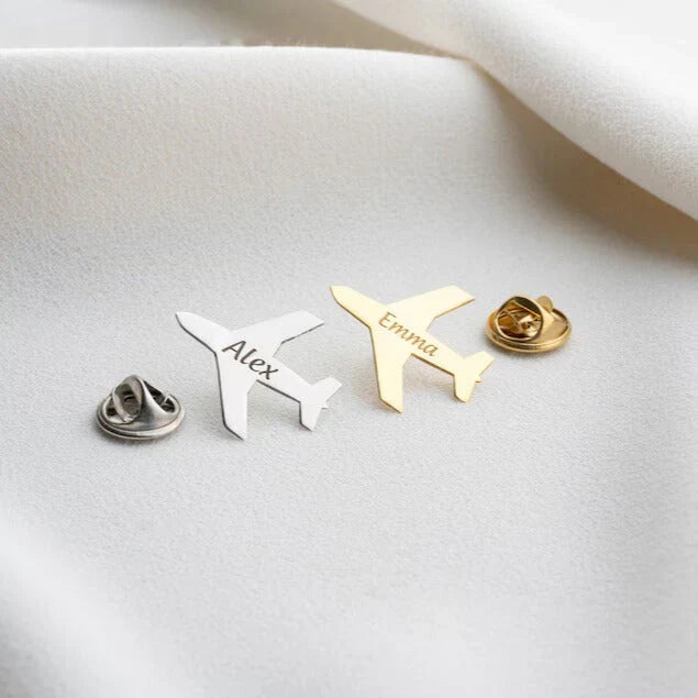 Personalized Name Pilot Jacket Lapel Brooch Pin