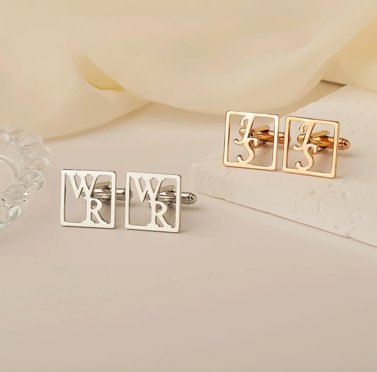 Engraved Initial Cufflinks for Groomsmen Gifts