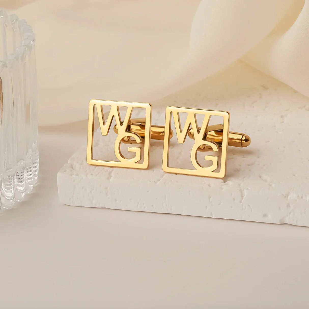 Engraved Initial Cufflinks for Groomsmen Gifts