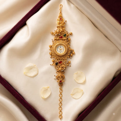 Temple Style Elephant Motif Ghungroo Watch Bracelet