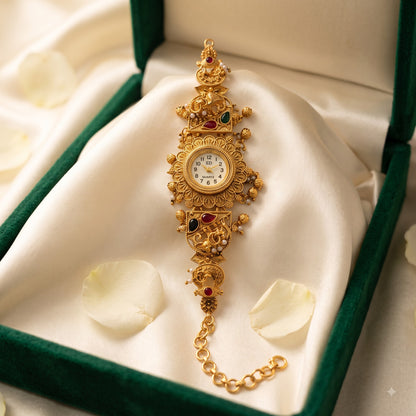 Temple Style Elephant Motif Ghungroo Watch Bracelet