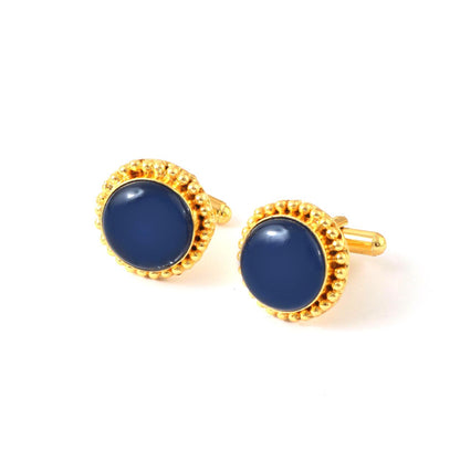 Blue Sapphire Crystal Gemstone Cufflinks For men's Groom Wedding Jewelry gift
