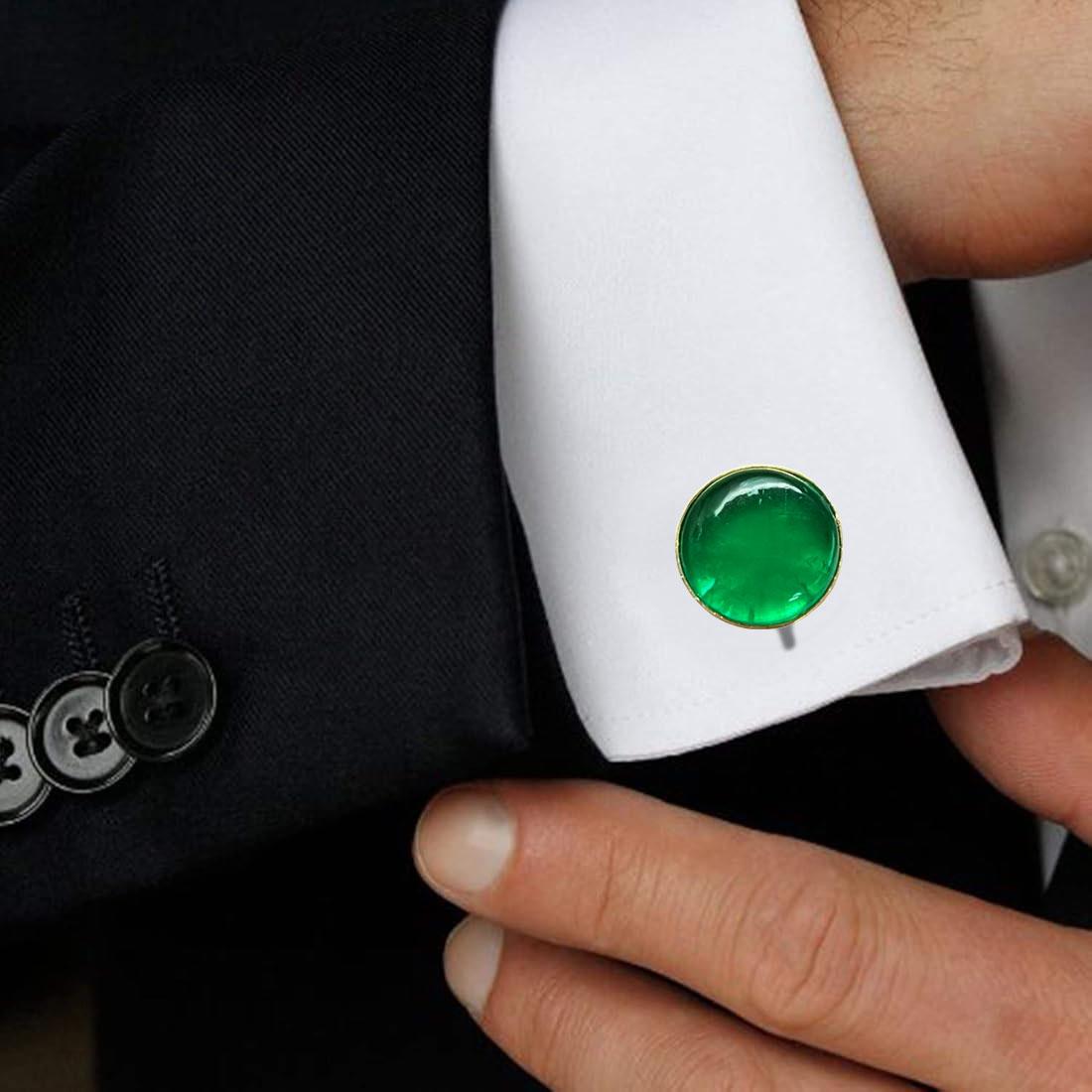Plane  Emerald Lab Grown Green Gemstone Wedding Cufflinks