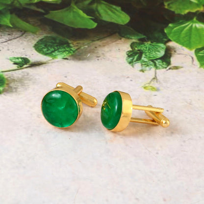 Plane  Emerald Lab Grown Green Gemstone Wedding Cufflinks