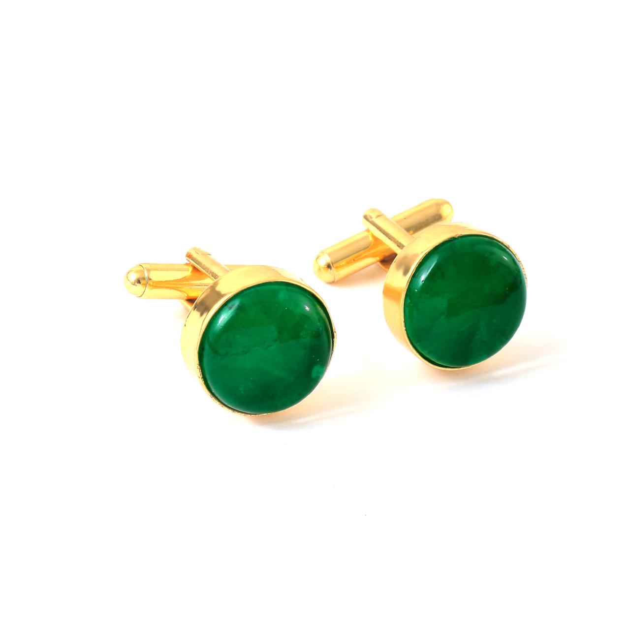 Plane  Emerald Lab Grown Green Gemstone Wedding Cufflinks