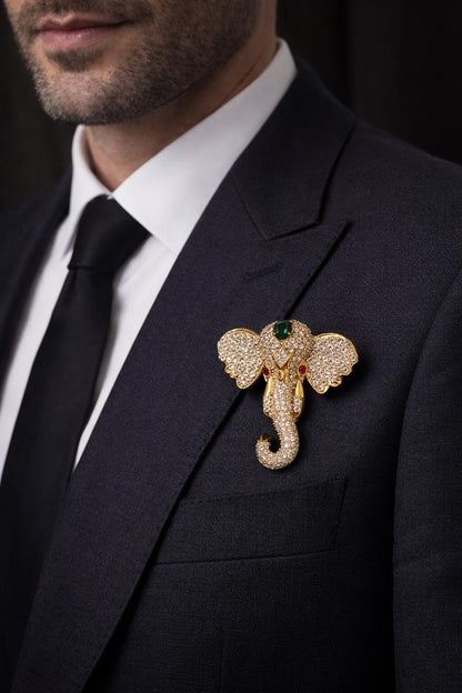 Elephant Design Royal Designer Brooch for Men