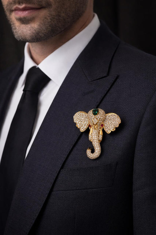 Elephant Design Royal Designer Brooch for Men