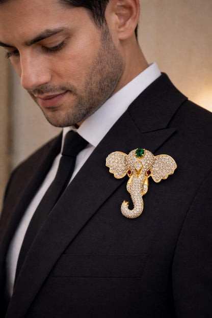 Elephant Design Royal Designer Brooch for Men