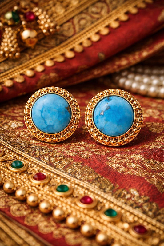 Natural Certified Firoza Turquoise GemStone Cufflinks Handmade For Men