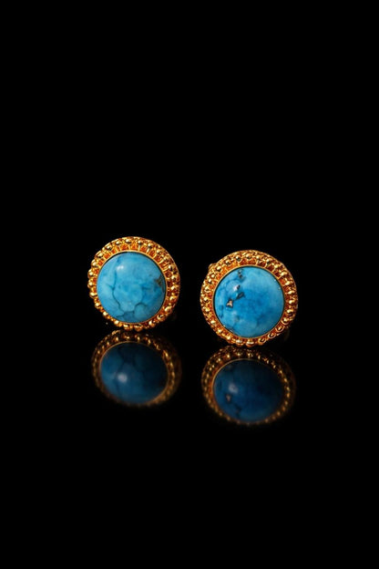 Natural Certified Firoza Turquoise GemStone Cufflinks Handmade For Men