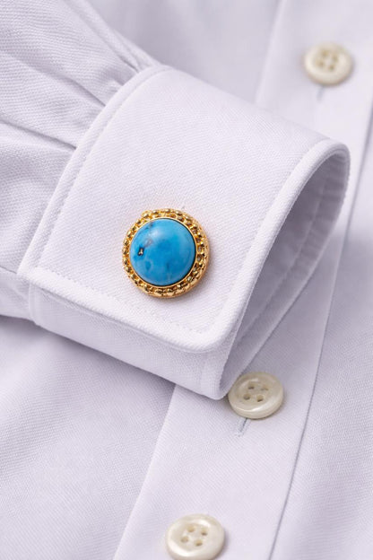 Natural Certified Firoza Turquoise GemStone Cufflinks Handmade For Men