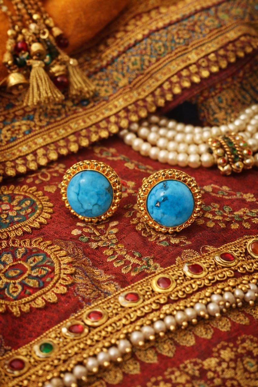 Natural Certified Firoza Turquoise GemStone Cufflinks Handmade For Men