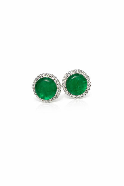 Natural Synthetic Emerald Green Heritage Gemstone Cufflinks For Man