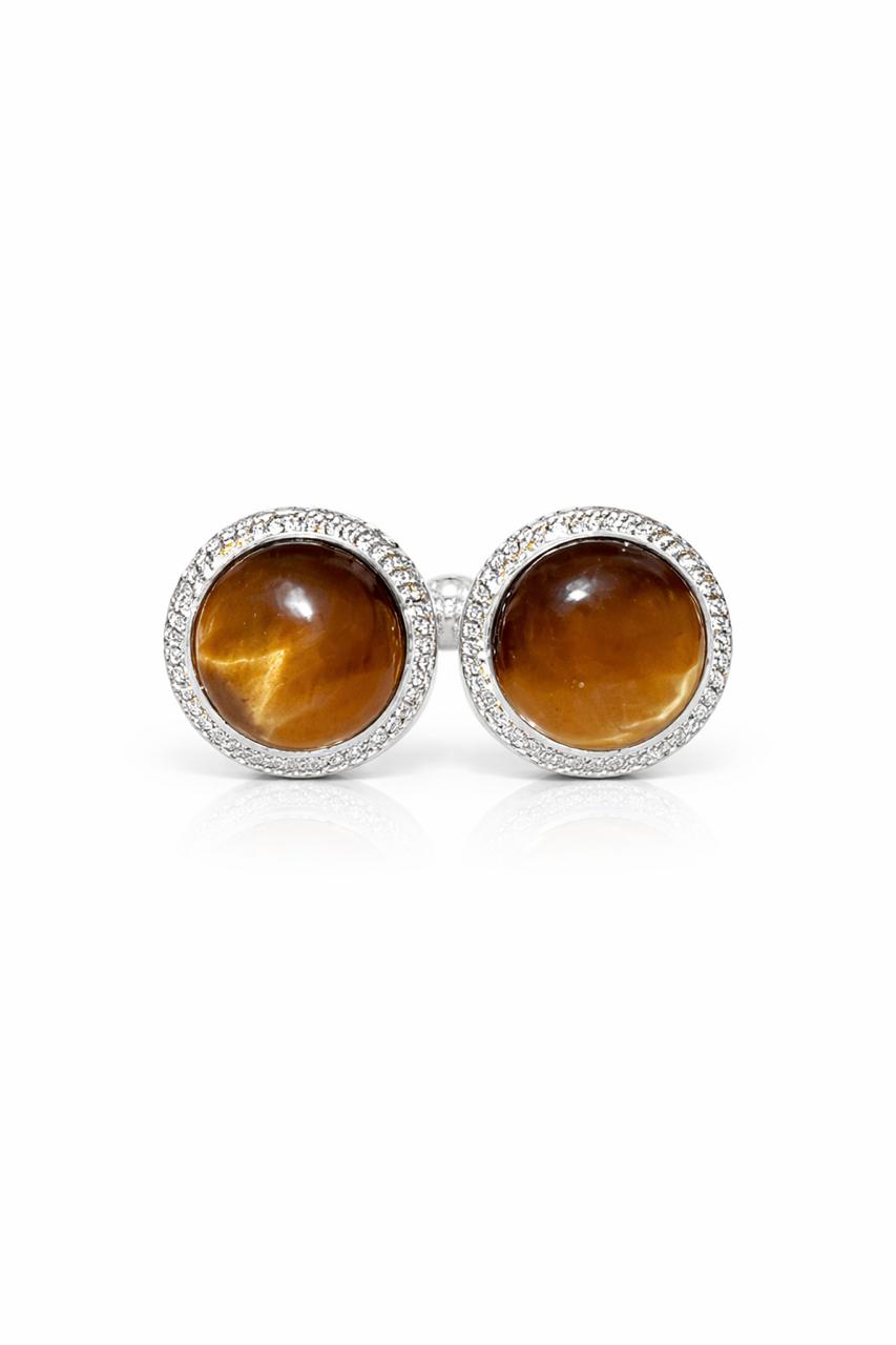 Natural Certified Tigers Eye Gemstone Cufflinks for Men