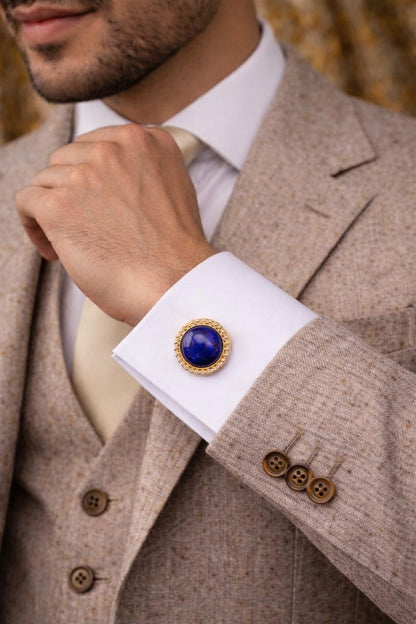 Natural Certified Lapis Lazuli Gemstone Cufflinks For Man