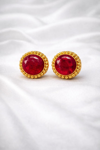 Natural Synthetic Ruby Red Heritage Gemstone Cufflinks For Man