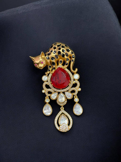 Panther Royale Gemstone Brooch Ruby Stone