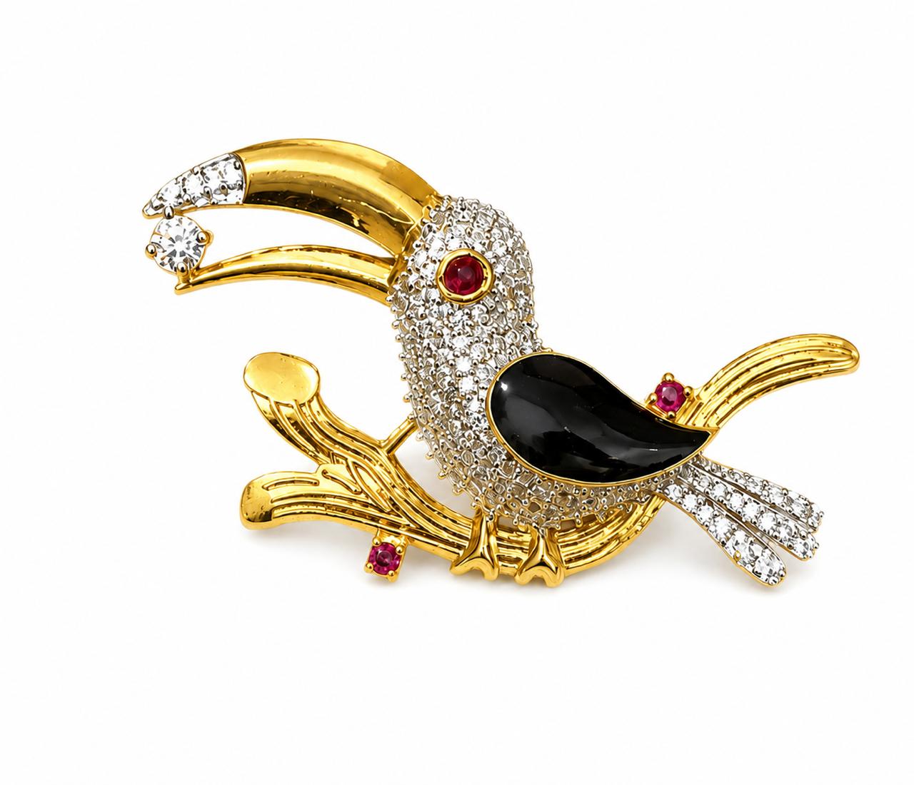 Hand Crafted Antique Bird Brooch